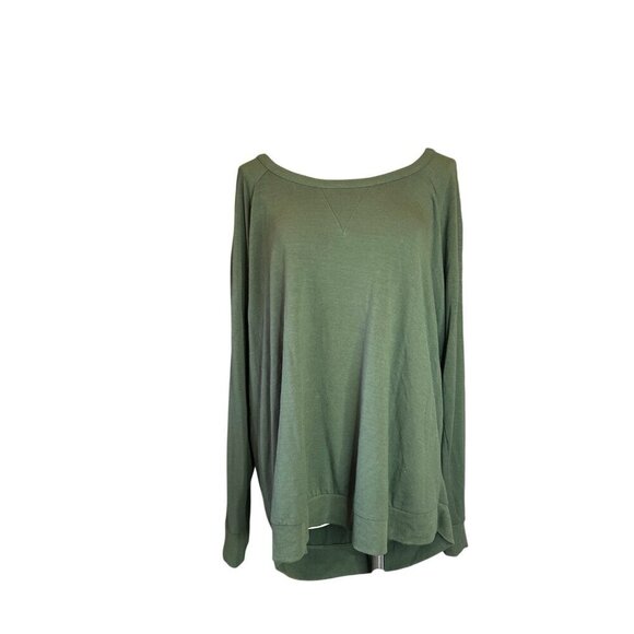 Torrid Olive Lattice Long Sleeve Sweatshirt Green Knit Size 3 (3X) Warm - Picture 1 of 8